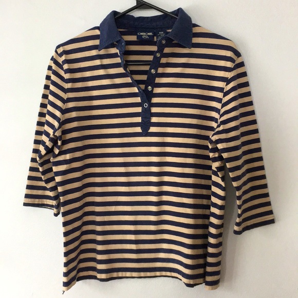 Vintage Cherokee Striped Collared Shirt Women’s M - Picture 1 of 5